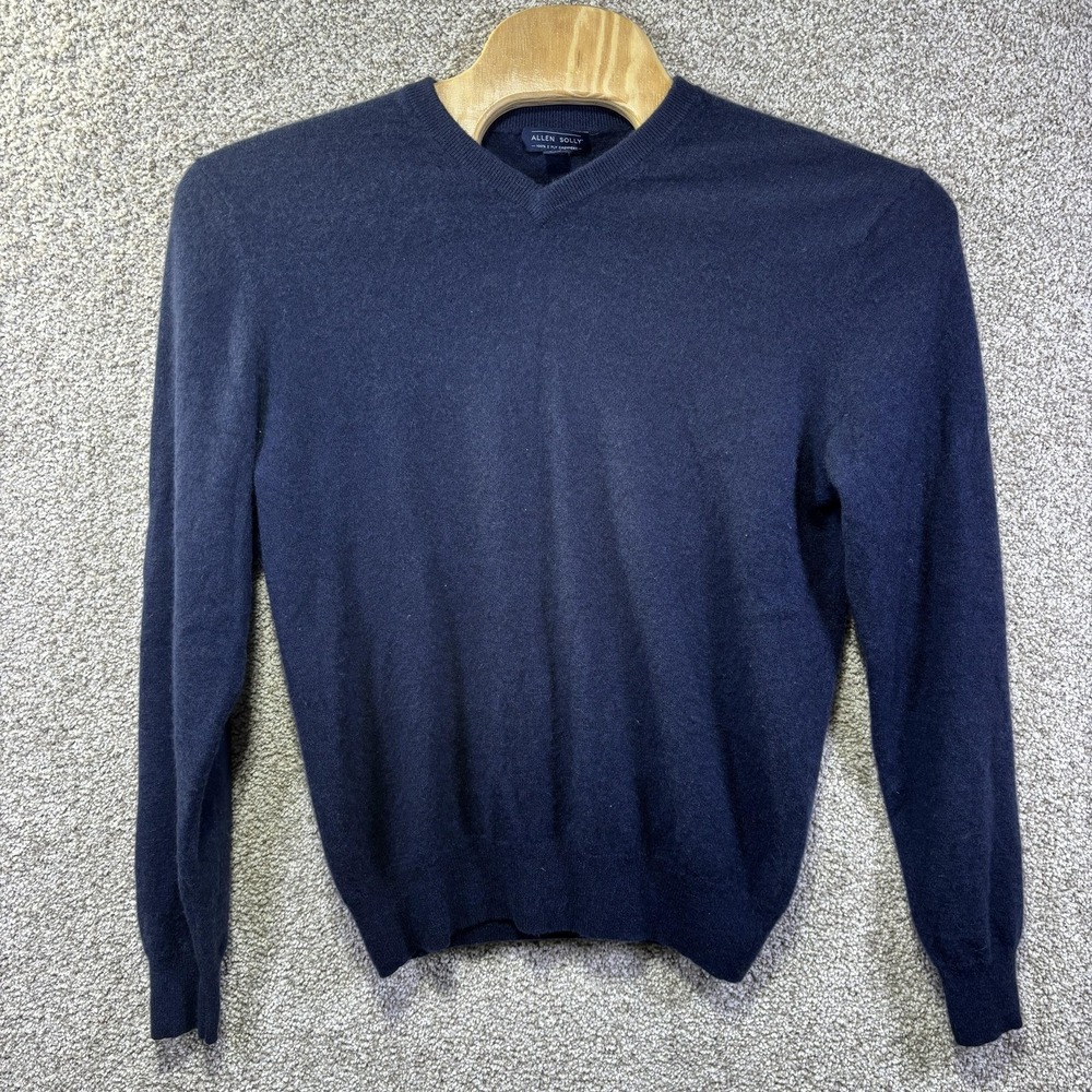 Allen Solly Sweater Mens Large Blue Cashmere V Neck Lightweight Pullover